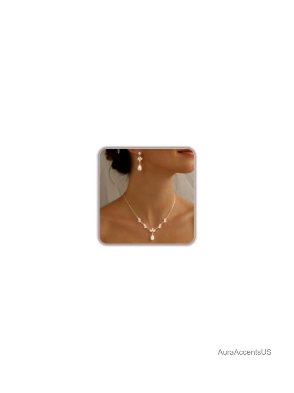 14K Gold Plated Pearl Pendant Necklace CZ Drop Dainty Wedding Bride